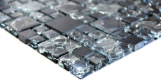Muestra de mano mosaico azulejo translúcido negro combinación vidrio mosaico cristal piedra negro MOS92-HQ14_m