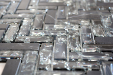 Mosaico de azulejos en espiga de vidrio negro translúcido mosaico Crystal piedra negro MOS87HB-0328_f