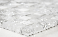 Mosaico de vidrio de piedra natural mosaico de azulejos de mármol blanco claro cristal de cantera backsplash cocina backsplash - MOS92-0102