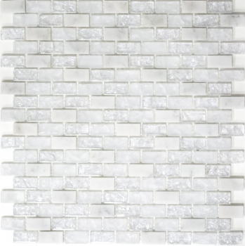 Barras de mosaico compuesto de piedra natural mosaico de azulejos de ladrillo blanco mosaico de vidrio de cantera de mármol azulejo backsplash pared cocina cuarto de baño - MOS87-0111