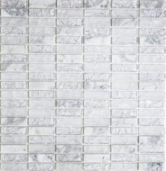 Muestra de mano mosaico azulejo azulejo backsplash blanco translúcido varillas vidrio mosaico cristal piedra blanco MOS87-s1211_m