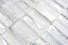 Muestra de mano mosaico azulejo azulejo backsplash blanco translúcido varillas vidrio mosaico cristal piedra blanco MOS87-s1211_m