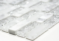 Muestra de mano mosaico azulejo azulejo backsplash blanco translúcido varillas vidrio mosaico cristal piedra blanco MOS87-s1211_m