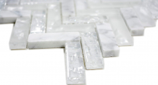 Muestra de mano mosaico azulejo blanco translúcido espina de pescado mosaico de vidrio Cristal piedra blanco MOS87HB-0111_m