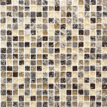 Mosaico de vidrio de piedra natural mosaico de azulejos de color beige oscuro cantera de vidrio de mármol marrón oscuro crema azulejos backsplash cocina - MOS92-1055