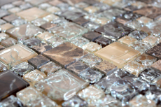 Piedra natural de mosaico de vidrio de mármol azulejos de mosaico de color marrón oscuro crema beige azulejos de vidrio de cantera backsplash cocina cuarto de baño - MOS87-K1455