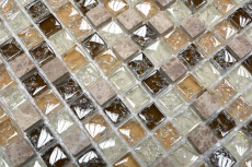 Muestra de mano azulejo mosaico Azulejo backsplash Translúcido beige claro Mosaico de vidrio Piedra de cristal emperador luz MOS92-1053_m