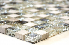 Muestra de mano mosaico azulejo Gris-verde translúcido Mosaico de vidrio Piedra de cristal gris-verde MOS92-1052_m