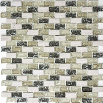 Muestra de mano mosaico Azulejo backsplash Translúcido gris-verde Ladrillo Mosaico de vidrio Piedra de cristal gris-verde MOS87-B1152_m