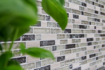 Muestra de mano mosaico azulejo azulejo backsplash translúcido gris-verde compuesto vidrio mosaico Crystal piedra gris-verde MOS87-V1352_m