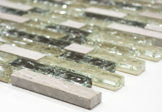 Muestra de mano mosaico azulejo azulejo backsplash translúcido gris-verde compuesto vidrio mosaico Crystal piedra gris-verde MOS87-V1352_m