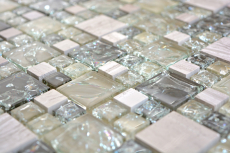 Piedra natural de mosaico de vidrio de mármol azulejos de mosaico gris antracita verde claro pared de azulejos de vidrio de cantera backsplash - MOS87-K1452