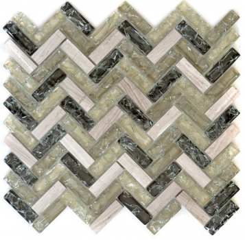 Muestras de mano mosaico azulejo translúcido gris-verde espiga mosaico de vidrio Crystal piedra gris-verde MOS87HB-0552_m
