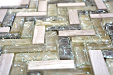 Muestras de mano mosaico azulejo translúcido gris-verde espiga mosaico de vidrio Crystal piedra gris-verde MOS87HB-0552_m