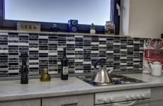 Mosaico rectangular azulejos de mosaico de vidrio Urban Feeling vidrio esmerilado negro blanco plata cocina splashback baño - MOS87-39