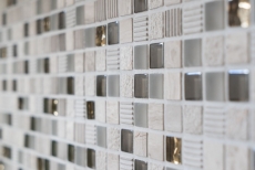 Mosaico de vidrio piedra natural mosaico azulejo luz gris crema oro mármol estructura cocina azulejo baño - MOS92-HQ12