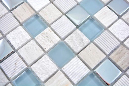 Piedra natural rústico mosaico de azulejos de vidrio mosaico de mármol luz gris plata beige esmerilado vidrio azulejo backsplash pared cocina baño aseo - MOS92-HQ20