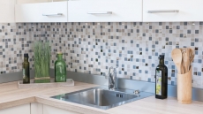 Piedra natural rústico mosaico de azulejos de vidrio mosaico de mármol luz gris plata beige esmerilado vidrio azulejo backsplash pared cocina baño aseo - MOS92-HQ20
