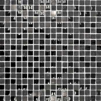 Muestra de mano mosaico azulejo Azulejo backsplash Translúcido gris oscuro negro Mosaico de vidrio Piedra de cristal Relieve gris oscuro negro MOS83-HQ19_m