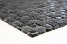 Muestra de mano mosaico azulejo Azulejo backsplash Translúcido gris oscuro negro Mosaico de vidrio Piedra de cristal Relieve gris oscuro negro MOS83-HQ19_m