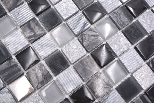 Piedra natural mosaico rústico azulejo mosaico de vidrio gris negro plata antracita blanco azulejo backsplash pared de la cocina WC - MOS83-HQ24