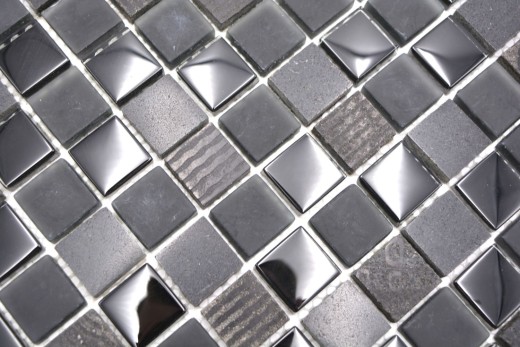 Piedra natural mosaico rústico azulejo mosaico de vidrio de mármol esmerilado de vidrio gris oscuro negro antracita azulejo backsplash baño cocina - MOS83-HQ29