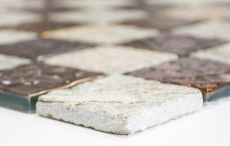 Piedra natural mosaico rústico azulejo mosaico de vidrio cuarcita gris antracita marrón cobre cocina splashback azulejo espejo baño WC - MOS88-CR73