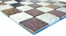 Piedra natural mosaico rústico azulejo mosaico de vidrio cuarcita gris antracita marrón cobre cocina splashback azulejo espejo baño WC - MOS88-CR73