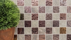 Piedra natural mosaico rústico azulejo mosaico de vidrio cuarcita gris antracita marrón cobre cocina splashback azulejo espejo baño WC - MOS88-CR73