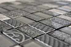 Muestra de mano mosaico azulejo espejo plata translúcido rectángulo vidrio mosaico cristal piedra retro plata MOS83-CRS2_m