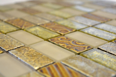 Muestra de mano mosaico azulejo espejo oro translúcido rectángulo vidrio mosaico cristal piedra retro oro MOS83-CRS4_m