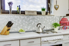 Piedra natural de mosaico de vidrio azulejos de mosaico hexagonal blanco antiguo blanco crema blanco perla azulejo backsplash pared revestimiento cuarto de baño - MOS11D-HXN11