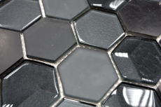 Muestra de mano mosaico azulejo Azulejo backsplash Negro translúcido Hexágono mosaico de vidrio Piedra de cristal 3D negro MOS11D-33_m