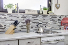Mosaico de vidrio de piedra natural barras de grafito azulejos de mosaico de piedra gris marrón blanco óxido antracita azulejo espejo de pared WC - MOS86-0202