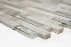 Mosaico de vidrio azulejos de mosaico de piedra natural crema blanco verdoso con brillo azulejo de la pared cocina cuarto de baño aseo - MOS87-MV738