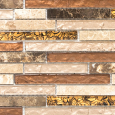 Muestra de mano mosaico azulejo espejo translúcido beige marrón compuesto mosaico de vidrio Cristal mármol beige marrón MOS86-1302_m
