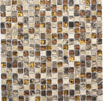 Mosaico de vidrio de piedra natural mosaico de azulejos beige marrón crema mármol backsplash cocina cuarto de baño - MOS92-1303