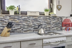 Mosaico de vidrio azulejos de mosaico de piedra natural beige marrón gris negro antracita backsplash azulejos de la pared - MOS86-0206