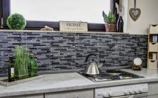 Mosaico de vidrio azulejos de mosaico de piedra natural gris negro oscuro gris antracita revestimiento de paredes cocina cuarto de baño - MOS86-0208