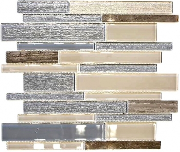 Mosaico de vidrio de piedra natural azulejos de mosaico compuesto varillas beige gris antracita marrón claro azulejo backsplash pared de la cocina - MOS67-GV24