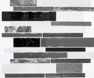 Muestra de mano mosaico azulejo azulejo backsplash translúcido gris negro compuesto vidrio mosaico Crystal piedra claro gris negro MOS67-GV34_m