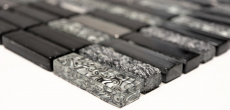 Muestra de mano mosaico azulejo espejo translúcido plata gris negro rectángulo vidrio mosaico cristal piedra negro MOS87-SM88_m