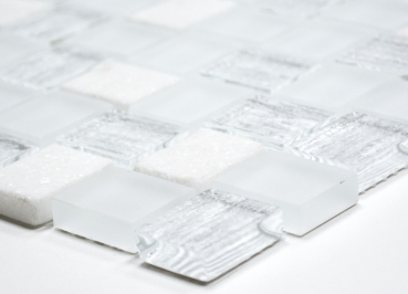 Muestras de mano mosaico azulejo translúcido blanco rectángulo vidrio mosaico cristal piedra blanco MOS82-0111_m