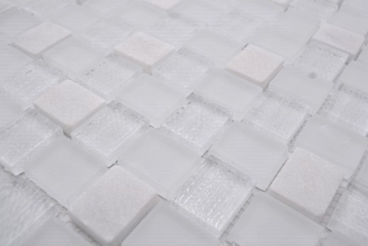 Piedra natural mosaico rústico azulejo mosaico de vidrio de mármol esmerilado vidrio blanco claro esmerilado azulejo espejo pared baño cocina aseo - MOS82-0111