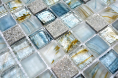 Muestra de mano azulejo mosaico Azulejo backsplash Gris claro translúcido Mosaico de vidrio Piedra de cristal Crema gris claro MOS94-2505_m