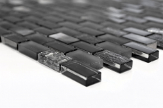 Muestra de mano azulejo mosaico Azulejo backsplash Translúcido negro Ladrillo Mosaico de vidrio Piedra de cristal Shell negro MOS87-B03S_m