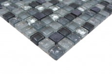 Mosaico de vidrio de piedra natural azulejo de mosaico claro gris plata antracita azulejo backsplash cocina cuarto de baño - MOS92-0208