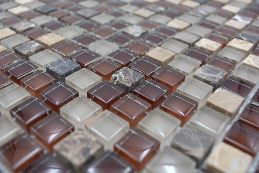 Mosaico de vidrio de piedra natural mosaico de azulejos de color marrón oscuro marrón claro ocre BAÑO WC cocina pared azulejos backsplash - MOS92-1304