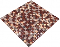 Mosaico de vidrio de piedra natural mosaico de azulejos de color marrón oscuro marrón claro ocre BAÑO WC cocina pared azulejos backsplash - MOS92-1304