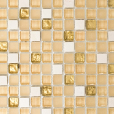 Muestra de mano mosaico azulejo Azulejo backsplash Translúcido oro blanco Mosaico de vidrio Piedra de cristal oro blanco mate MOS92-1201_m